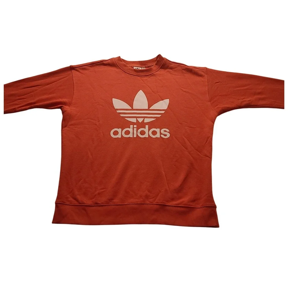 Adidas Originals Trefoil Crewneck Sweatshirt Orange‎ White Logo Men's Medium